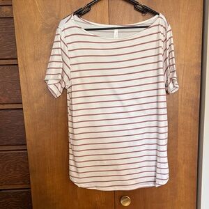 Striped Women's Top - Mauve and White